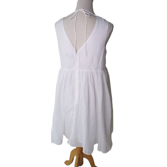 J CREW Swingy V-Neck Mini Dress White Ramie XX-Large #BI661 NEW - Picture 6 of 6